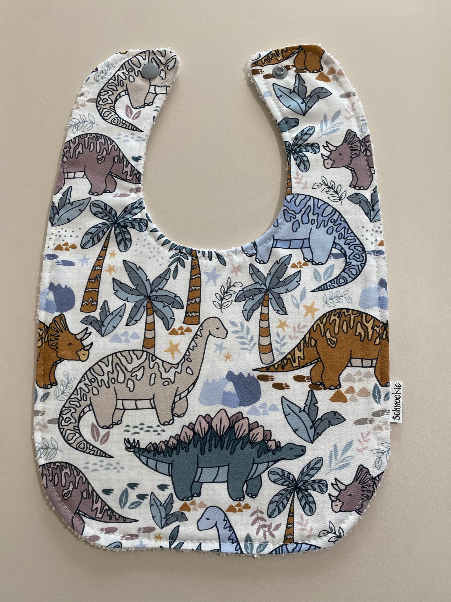Grey Dino Super absorbent Bib