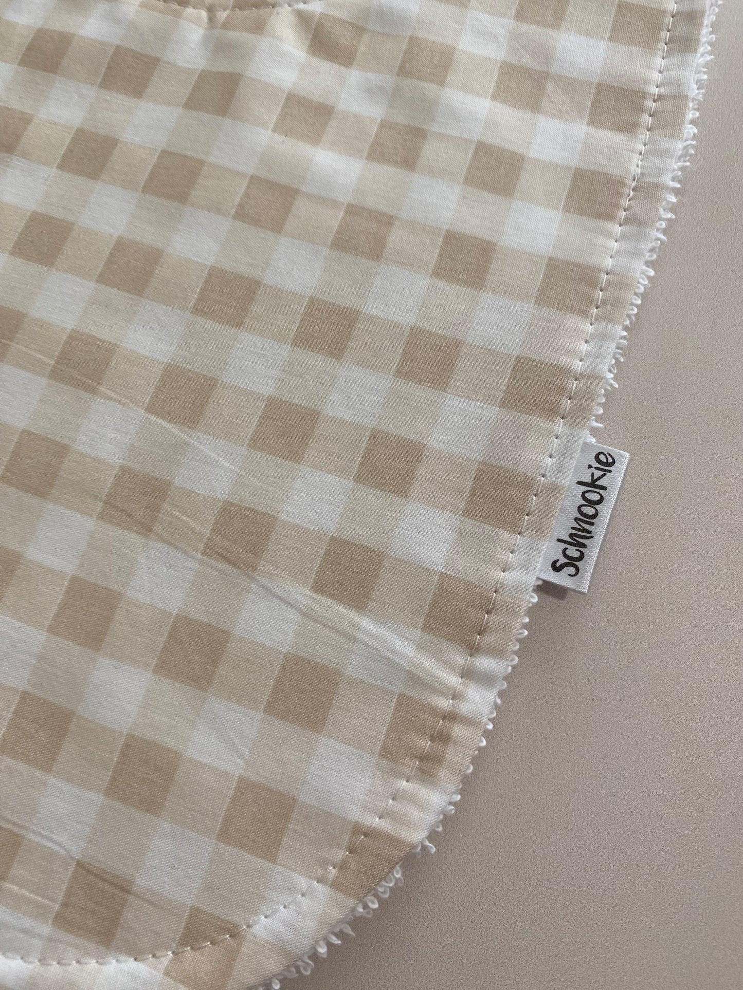 Beige Gingham Super absorbent Bib