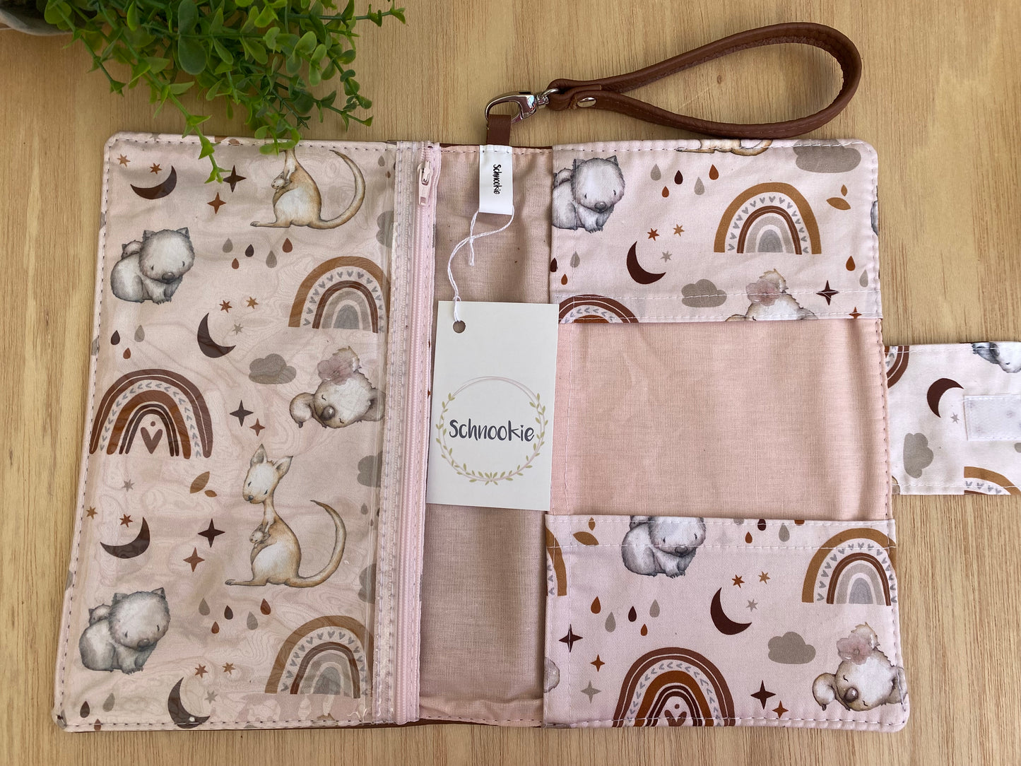 Leather Nappy Wallet - Kangaroo on earthy leather