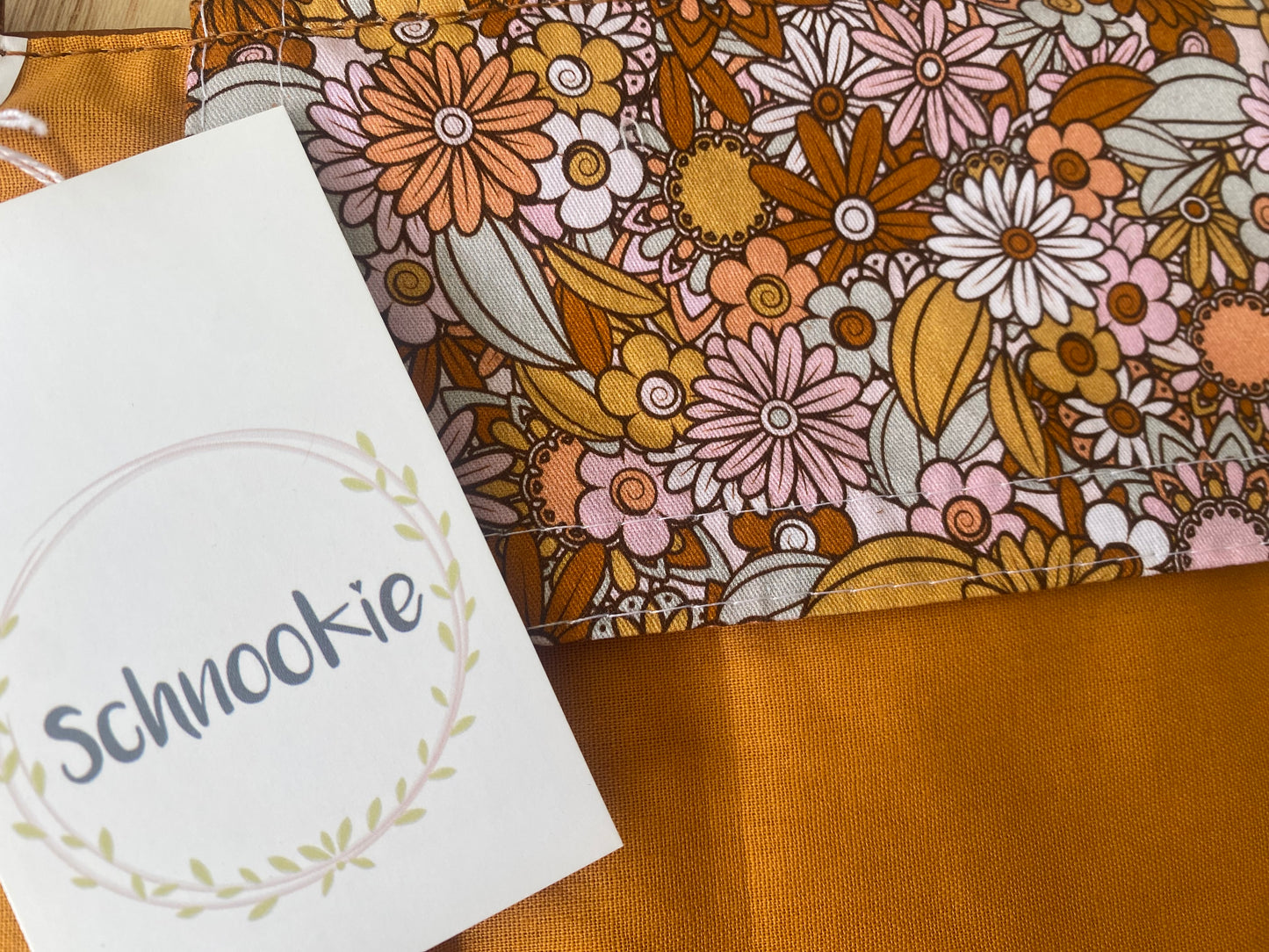Leather Nappy Wallet - Floral on tan leather