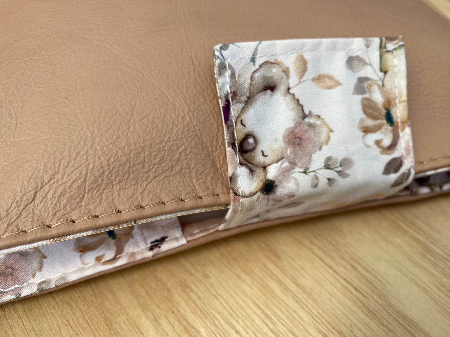 Leather Nappy Wallet - koalas on peachy leather