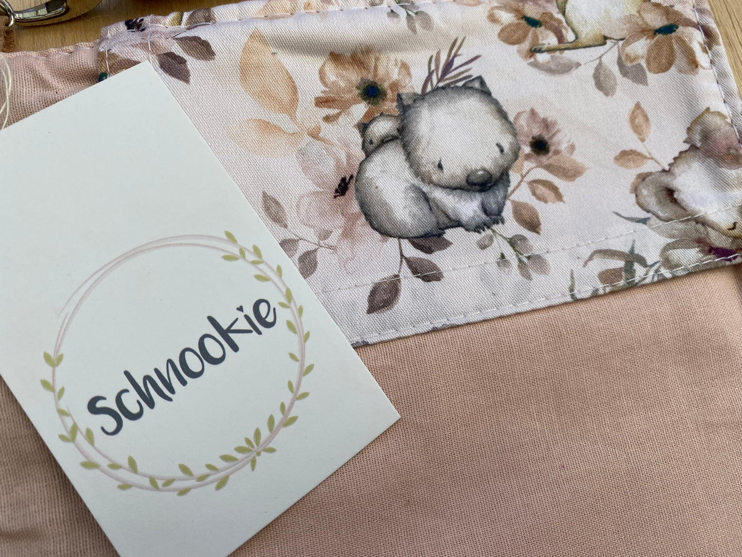 Leather Nappy Wallet - koalas on peachy leather