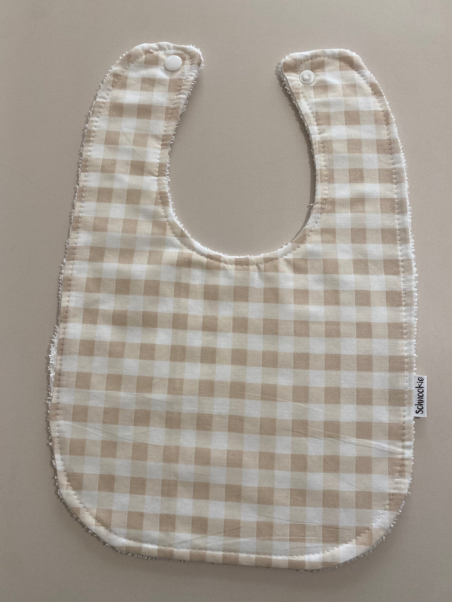 Beige Gingham Super absorbent Bib