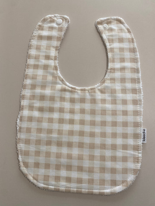 Beige Gingham Super absorbent Bib