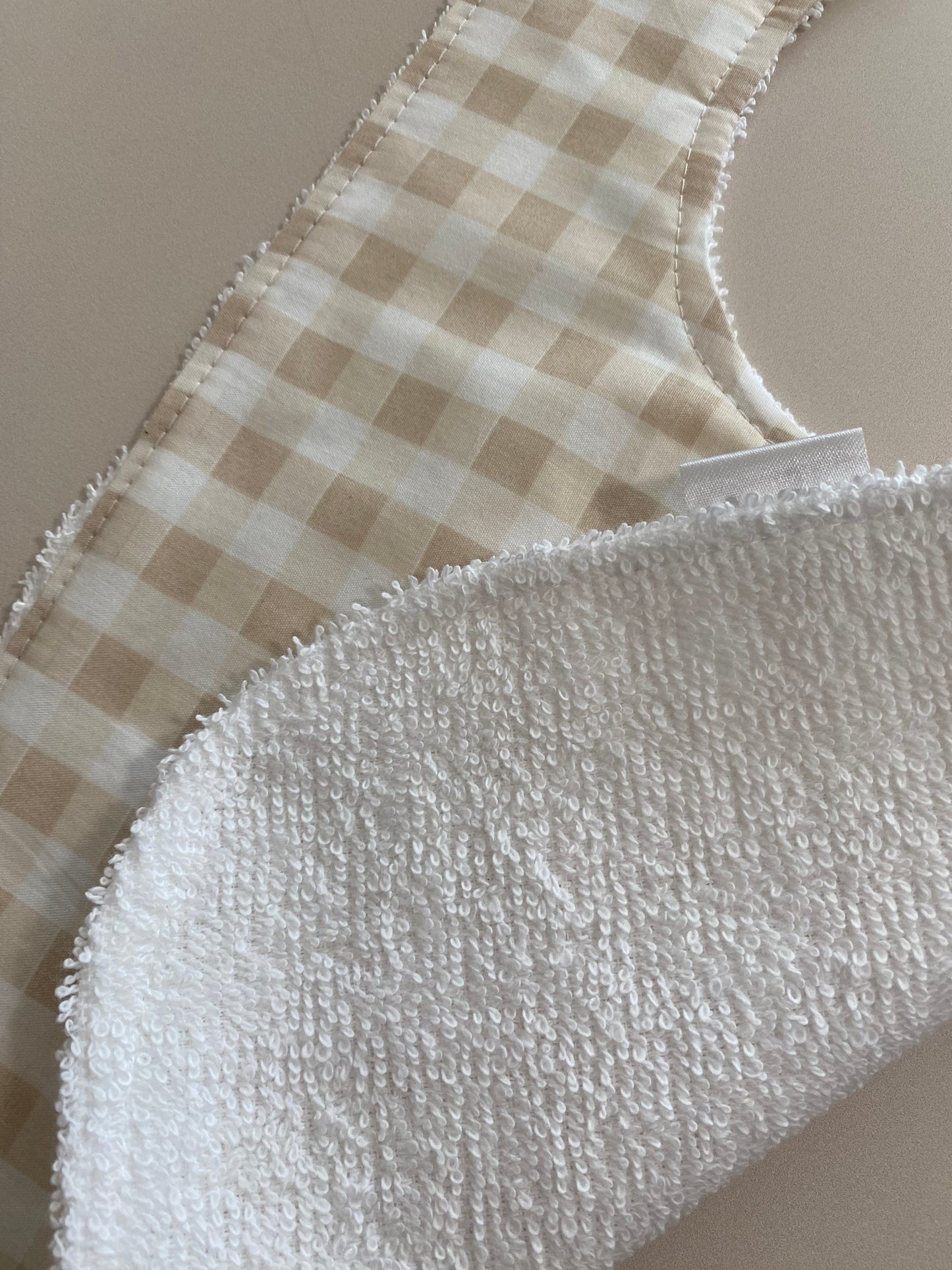 Beige Gingham Super absorbent Bib
