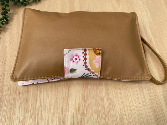 Leather Nappy Wallet - Holiday on tan leather