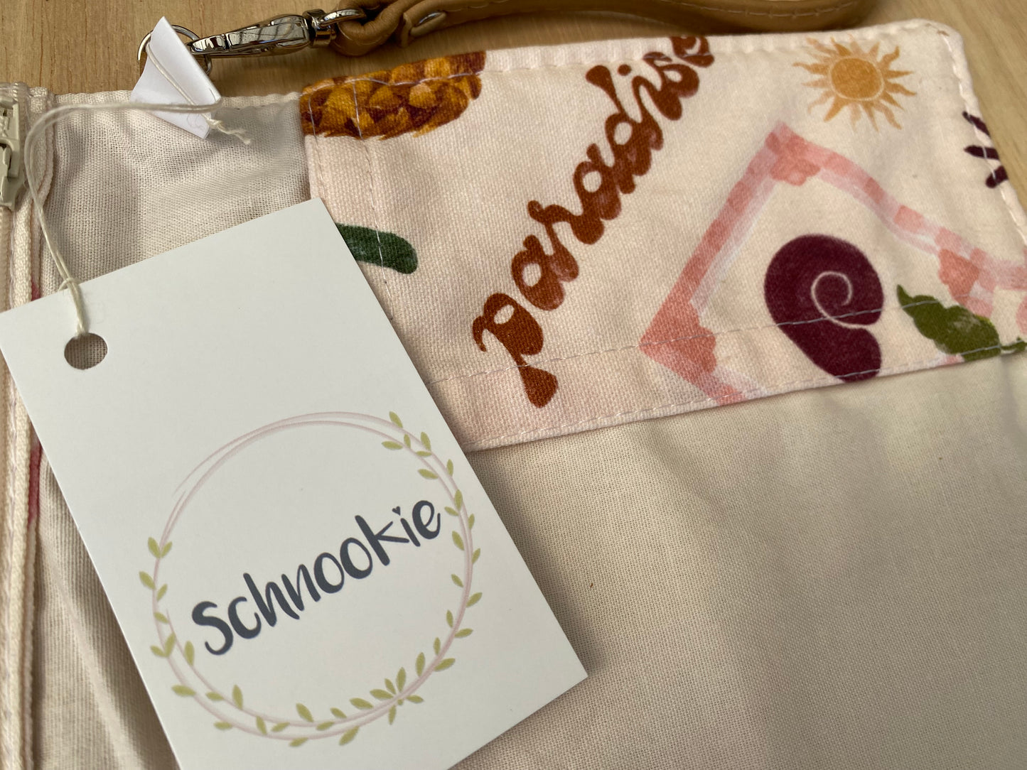 Leather Nappy Wallet - Holiday on tan leather