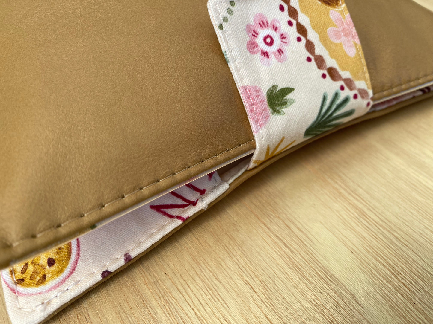 Leather Nappy Wallet - Holiday on tan leather