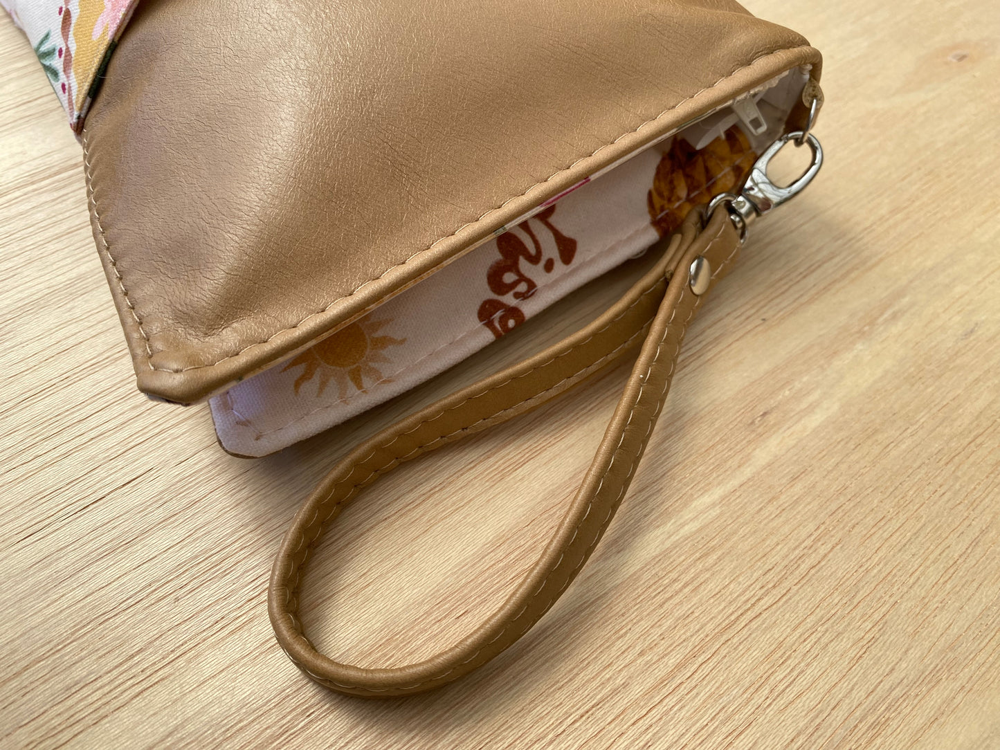 Leather Nappy Wallet - Holiday on tan leather